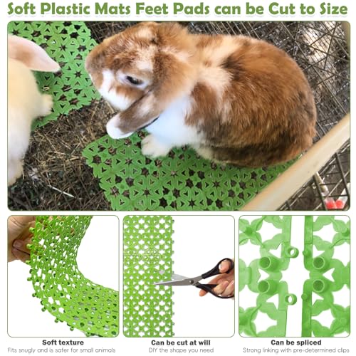 kathson 16PCS Rabbit Mat Plastic Cage Mat Floor Mats Bunny Hole Leak Water Pads for Pet Cats Dogs Hamster Rat Chinchilla Guinea Pig and Other Small Animals - size: 16 PCS