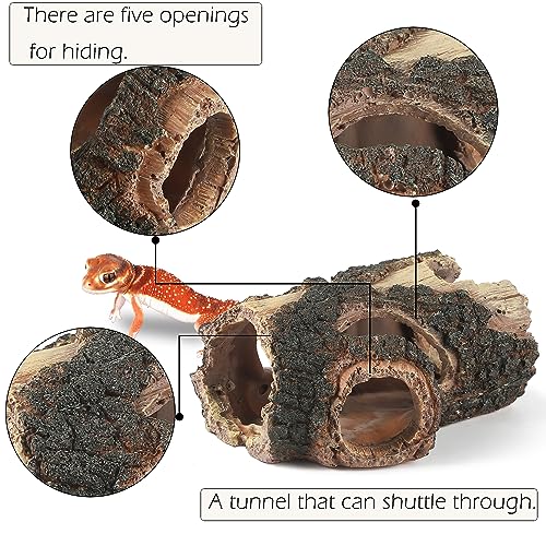 IBWell Aquarium Wood Fish Tank Decorations，Resin Fake Logs Terrarium DÉCor, Reptile Hide Aquarium Hideout for Fish Cave, Small Turtles, to 20 Gallon Tank - size: 5.3"*2.0"*8.9"