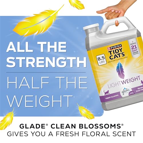 Purina Tidy Cats LightWeight, Low Dust, Clumping Cat Litter Odor Control, LightWeight Glade Clean Blossoms Multi Cat Litter - 8.5 Pound (Pack of 1) - color: Other, size: 8.5 Pound (Pack of 2)