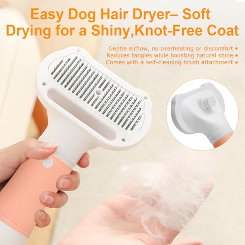 3-in-1 Pet Hair Dryer & Slicker Brush for Dogs & Cats – Portable, Professional, Adjustable Temp, Overheat Protection Dog Hair Dryer (pink) - color: pink
