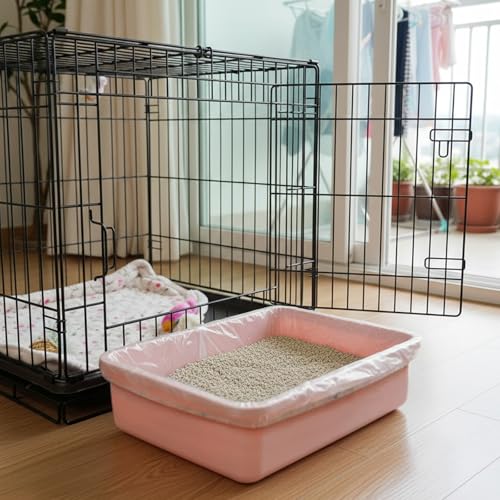 50 PCS Disposable Plastic Cage Liners, Small Animals Leak Proof Toilet Film Litter Pan Bags Film Litter Box Liners for Rabbits, Guinea Pigs, Chinchillas, Hedgehogs, Birds