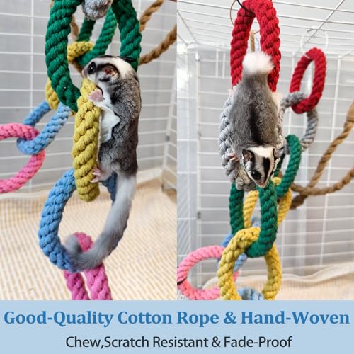 Sugar Glider Climbing Rope Toys Rat Cage Hanging Toys Small Animal Climbing Rings Cage Accessories for Flying Squirrel Sugar Glider Hamster Parrots - size: 3 Pcs