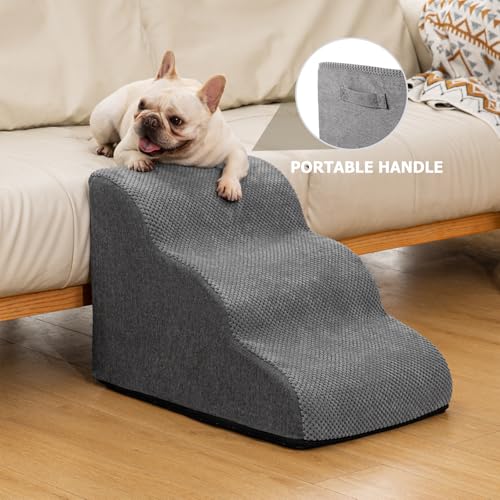 Aodisman Dog Ramp and Stairs for Small Dogs & Cats,3-Step Pet Stairs for Couch Sofa and Chair,Indoor Anti-Slip Dog Stairs for Old Cats and Puppy