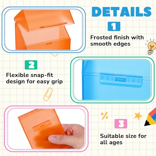 Clabby 4 Pcs Clear Plastic Crayon Boxes Hold 24 Count, Blue,Orange - color: Blue,Orange
