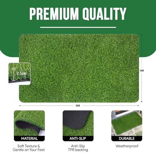 MAYSHINE Fake Grass for Dogs, Artificial Turf Grass Indoor Outdoor, Mat for Dogs Soft Blades, Cesped Artificial for Patios, Dog Astro Turf for Balcony, Quick Clean, Easy Rinse Patio Rug, 35"x24" - size: 35" x 24", style: Without Drainage Holes