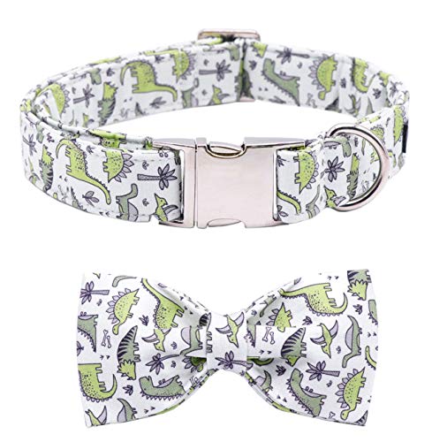 ARING PET Bowtie Dog Collar, Dog Collar with Bow, Adjustable Dog Collars for Small Medium Large Dogs. - color: Dinosaur, size: X-Small (Pack of 1)