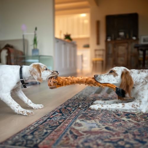 SHARLOVY Dog Squeaky Toy, Bubble Plush Puppy Teething Pet Toy, Crinkle No Stuffing Animals Dog Toy, Doggies Chew for Large Small Medium Breeds - color: Bubble Plush-Cow, size: Large