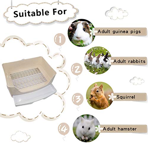 PINVNBY Large Rabbit Litter Box,Plastic Bunny Litter Pan with Drawer,Small Animals Trainer Corner Toilet Box for Adult Guinea Pigs Chinchilla Ferret Hedgehog (Brown) - color: Brown