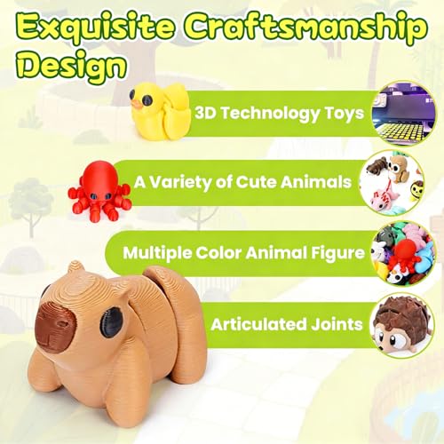 Mini 3D Printed Animals, 30 Piece Articulated Fidget Toy Set | Mini articulated PLA animal figures for desk pets, classroom prizes, party favors, gift bags, collecting, and fidget play - color: 30pcs