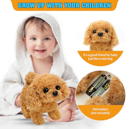KSABVAIA Plush Teddy Toy Puppy Electronic Interactive Dog - Walking, Barking, Tail Wagging, Stretching Companion Animal for Kids Toddlers - color: Teddy Dog