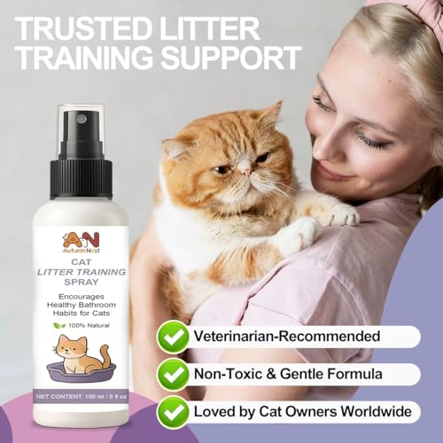 Cat Litter Training Spray, 150ml Litter Box Attractant for Cats & Kittens | Natural attractant helps guide cats and kittens to the litter box for easier training, retraining, and new-home transitions. - color: Cat Litter Training