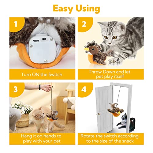 Flapping Bird Cat Toy, Motion Activated with Catnip, 3 Modes & USB Rechargeable, Machine Washable Interactive Toy for Indoor Cats - style: Robin Bird