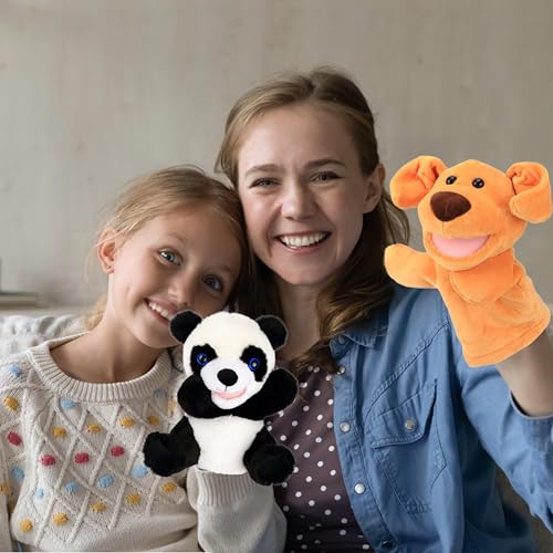 Easfan Panda Hand Puppet with Movable Mouth Plush Toy Gift for Kids 9" | Role play preschool teaching, cute stuffed animal, creativity imagination, Easter Christmas birthday holiday gift - style: Panda
