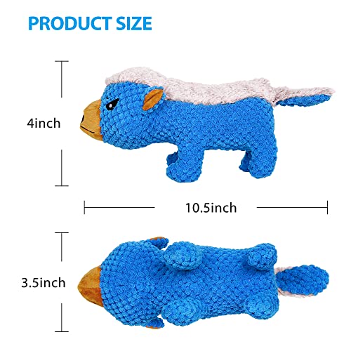 IOKHEIRA Dog Plush Toys for Aggressive Chewers, Indestructible Dog Squeaky Toys with Crinkle Paper, Durable Teething Chew Toys for Medium and Large Breed (Blue) - color: Blue