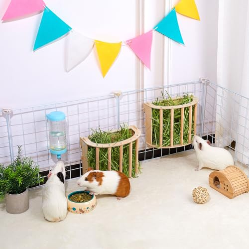 Unicorn Catcher Wooden Guinea Pig Hay Feeder, Large Hanging Rabbit Rack | Bunny Hay Holder Featuring A Large Capacity Wooden Design For Organized Feeding In Chinchilla And Ferret Cages - size: 2 PACK