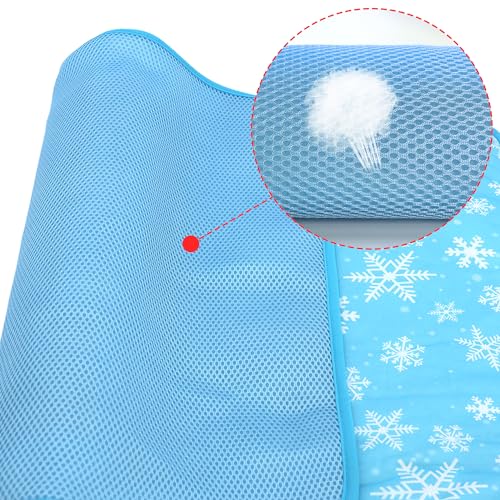 Summer Pet Cooling Mat - Cat Dog Cushion Pad Sleeping Cool Snowflake Comfortable Soft for Pets Kids and Adults (Blue Snowflake, S) - color: Blue Snowflake, size: S: 15.5'' x 19.5''