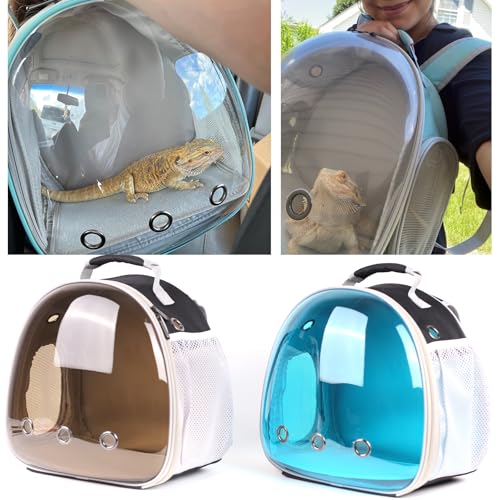 Guinea Pig Carrier Backpack with Soft Warm Mat Set,Lizard Backpack Carrier,Space Capsule Clear Bubble Window Astronaut Reptile Carrier Backpack for Bearded Dragon,Sugar Glider,Bunny - color: Green