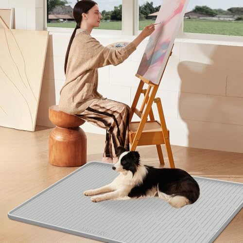 Pee Pads for Dogs 40" x 28" Extra Large Reusable Silicone Playpen Mat | Waterproof, Washable Puppy Training Pads for Potty Training, Non-Slip, Leak-Proof Dog Mat for Indoor Floor Protection - size: 40"x28"