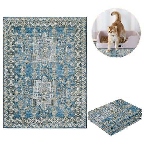 Lovewag Cat Litter Mat, Litter Box Mat, Blue Mesa, 36x48, 2 Pack | Washable litter mat cover, kitty litter mat & cat mat for litter box, litter trapping mat, prevents tracking, multi-cat - color: Blue Mesa, size: 36x48 inches (Pack of 2)