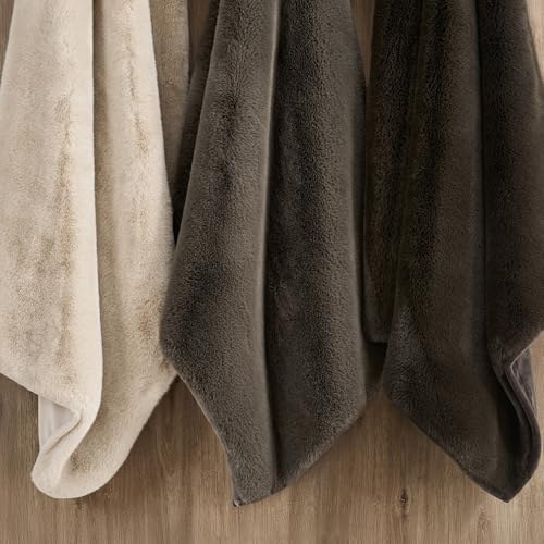 EVERGRACEHOME Faux Chinchilla Fur Throw Blanket, 72"x90", Espresso Mink | Luxury, Super Soft, 1220GSM, Fluffy Cozy Mink, Reversible Velvet Back, Warm Thick Heavy Winter Queen Blanket for Bed, Gift - color: Espresso Mink, size: 72"x90"