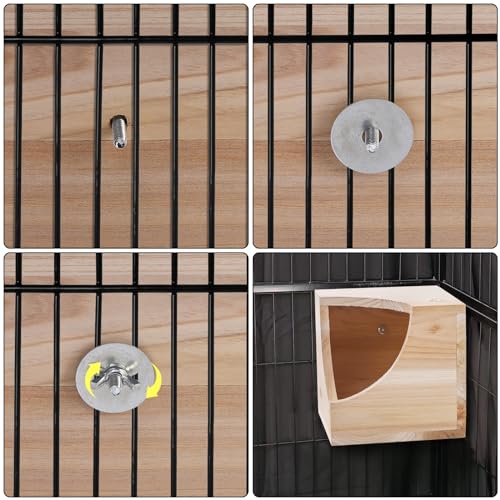Yesland Wood Chinchilla House, Natural Square Small Animal Hideout Hut for Chinchilla, Squirrel, Sugar Gliders in Cage - 6.5 X 6.5 X 6.5 Inches