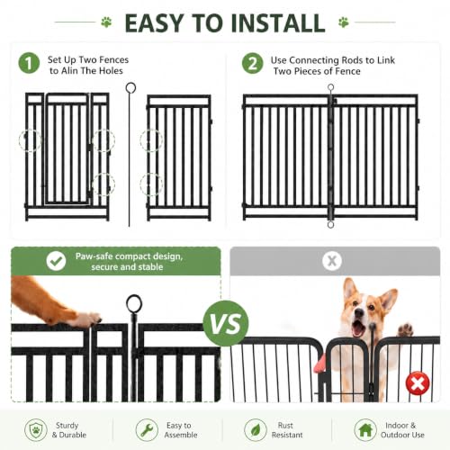 Thickened Outdoor Dog Fence, 32" H, 16 Panels for Yard & Camping | Easy Setup, Flexible Layouts, Thickened Panels, Heavy-Duty, for Medium & Large Dogs and Farm Use, Patented - size: 32" height, style: 16 Panels