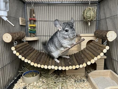 Chinchilla Wooden Suspension Bridge Platform Toy, Small Animal Climbing Toys for Chinchilla Hamsters Sugar Glider Squirrel Gerbils Rat and Other Small Animals