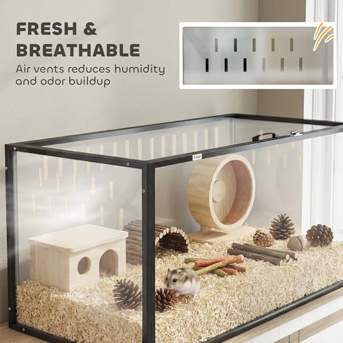 PawHut Large Acrylic Hamster Cage Chewproof Guinea Pig Cage for Small Animal Pets, Transparent Mice and Gerbil Habitat with Openable Top for Hedgehog, Dwarf Hamster, Rat, Mouse, 41.3" x 20" x 20"