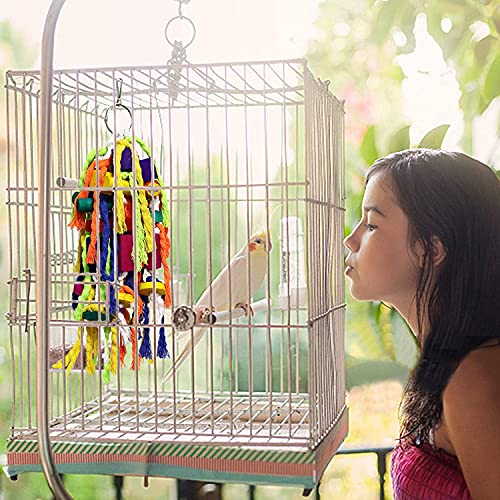 Rypet Parrot Toys Large Bird Toys, Wood Rope Cage Bite Toy for Cockatiels | Bird Toys for Parrots Rope, Natural Wood Chew Blocks, Cotton Knots for Tearing, Cage Hanging Play, Conures Cockatiels Amazon