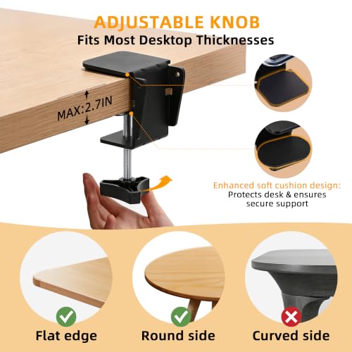 Cat Desk Bed - 2-in-1 Cat Hammock for Desk with Cooling Ice Silk & Premium Faux Rabbit Fur, 180° Foldable Space-Saving Cat Bed, Heavy Duty Anti-Tilting Clamp Holds Up to 40 lbs, Washable & Reversible