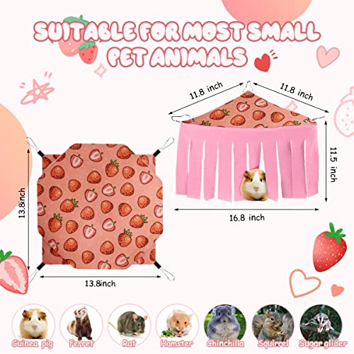 LYART Guinea Pig Rat Ferret Hammock and Warm Bed Small Pet Hideout Tunnel Cave Hanging Bunkbed Hammock Cage Toy for Hamster Sugar Glider Squirrel (2.Hammock & Hideout) - color: 2.Hammock & Hideout