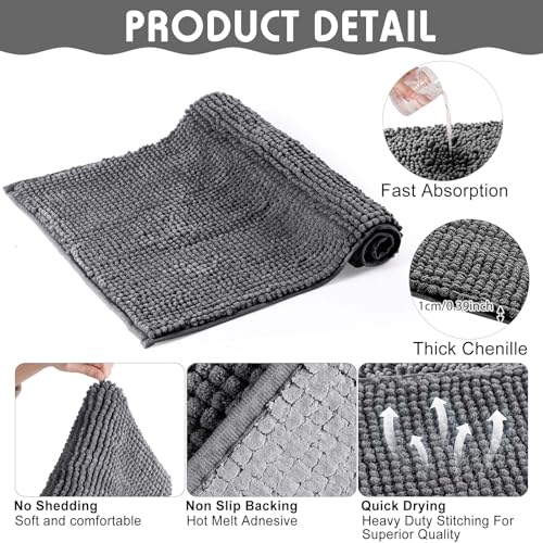4 Pcs Guinea Pig Cage Liner 14 x 28 Inch Washable Chenille Pee Pads Pet Dog Cat Bedding Training Mat Reusable for Small Animals Puppy Bunny Hamster Chinchilla - color: Dark Gray, size: 14 x 28 Inch, style: Low Pile Chenille