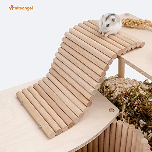 Niteangel Hamster Climbing Ladder Wooden Suspension Bridge for Guinea Pigs Rats Hedgehog Gerbils Mouse Sugar Glider and Other Small Animals (Small) - size: 11.4" x 5.9"
