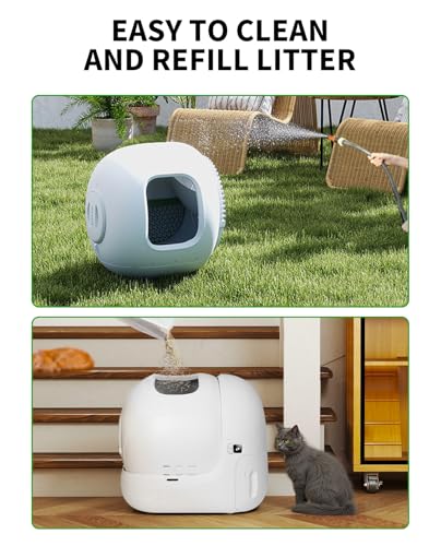 PETKIT PuraMax 2 Automatic Self-Cleaning Cat Litter Box, App Control Automatic Litter Box with Safety Sensors, Odor Free & Anti-Leakage Basic Bundle Includes Trash Bags,2.4G WiFi & Low Entrance