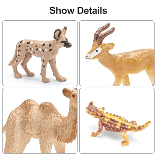 Desert Animals Toys Play Figure Cactus Toys Model for Kids 3+ | Realistic, Solid, Safe, Reptile Diorama Model Kit for Learning Projects, Cake Topper, Cupcake Topper, Birthday Party Favor