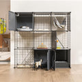 3-Tier Large Cat Enclosure Indoor & Outdoor with Litter Box, Detachable Multifunctional Catio Playpen - DIY Metal Wire Kennel Cage for Cats - size: 35.4"L x 15.7"W x 35.4"H