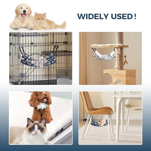Admaison Cat Hammock for Cage Hanging Reversible 2Pack,Pet Hammock Bed Adjustable,Soft Sleeping Hammock for Cats,Ferret,Puppy,Rabbits,Small Animals (M, CAT) - size: M