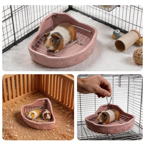 Guinea Pig Potty Box, Guinea Pig Litter Box, Enclosed Small Pet Toilet, Splash Proof & Easy Clean Ceramic Structure, Space Saving Design for Guinea Pigs, Rabbits, Chinchillas