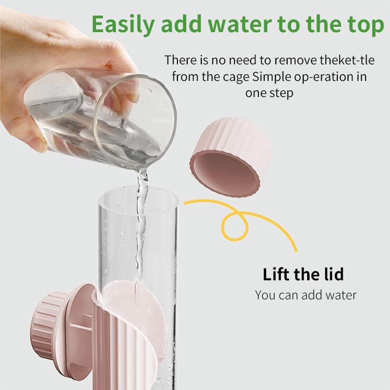7.4 Fl Oz No Mess Bird Water Dispenser, Automatic Parrot Water Feeder with Spring Valve, Clear Cage Water Drinker for Parakeets Cockatiels Budgies Finch Lovebirds & Canary (Pink, 7.4 fl oz (220ml)) | Leak-proof bird waterer | For parrots, cockatiels, budg