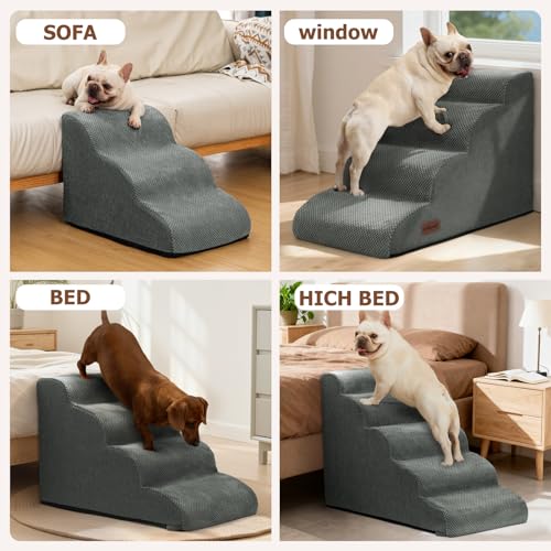 Aodisman Dog Ramp and Stairs for Small Dogs & Cats,3-Step Pet Stairs for Couch Sofa and Chair,Indoor Anti-Slip Dog Stairs for Old Cats and Puppy