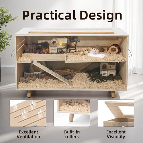 Pine Small Animals Houses&Habitats Chewproof, 40" Pine Guinea Pig Cage Hamster Cage for Small Animals (40" Large, Short-Legged Stick) - size: 40.0"L x 20.0"W x 20.0"H