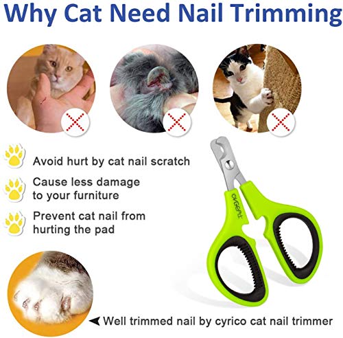 Pet Nail Clippers, Update Version Cat & Kitten Claw Nail Clippers for Trimming, Professional Pet Nail Clippers Best for a Cat, Puppy,Rabbit, Kitten & Small Dog,Sharp & Safe (Green) - color: Green