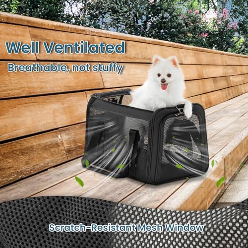 PETSFIT 19 x 12 x 12 Large Cat Carrier | Roomy Escape-Proof Cat Car Seat, Safe Driving, Lockable Zippers & Safety Tether, Soft-Sided Travel Carrier - color: Z-Black, size: 19.0"L x 12.0"W x 12.0"H