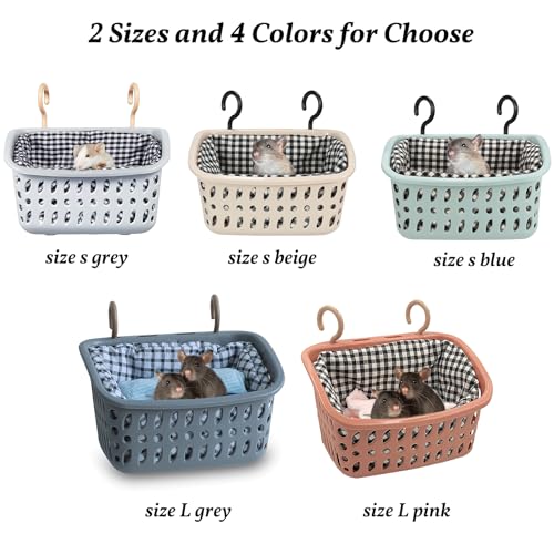JWShang Rat Hammock for Cage, Chew Proof Hanging Basket Bed with Sturdy Hooks, Pet Cage Accessories, Safe Cozy Small Animal Rodent Hammock for Sugar Glider Mice Snuggling Sleeping - color: Beige, size: Small