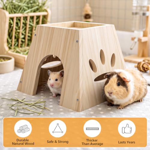 XiaZ Guinea Pig Hideout,Cute Guinea Pig House,Sturdy Small Animal House with Large Front Cave, Side Ventilation Holes, Thick Durable Wood,Habitat Hideout for Dwarf Rabbit, Hamster, Chinchilla - size: style1:7.5 x 9.4 x 9.4 inches