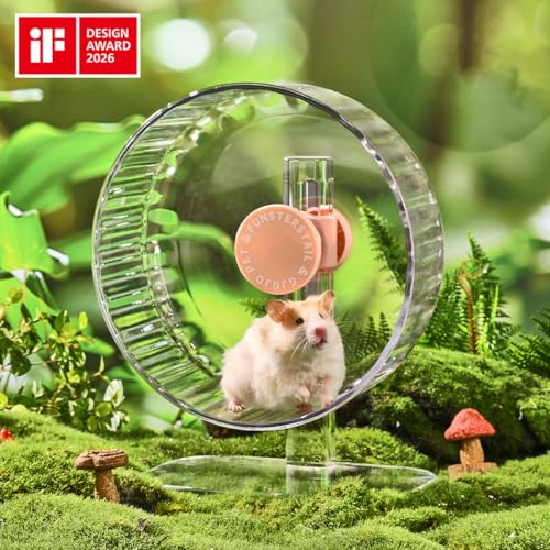 Super Silent Hamster Wheel 12 Inch, Magnetic Large Rat Wheel for Chinchilla, Gerbil, Guinea Pig, Cat, Mouse, Sugar Glider and Dwarf, Syrian Hamster Accessories (Peach Pink) - color: Peach Pink, size: Large (12 inch)