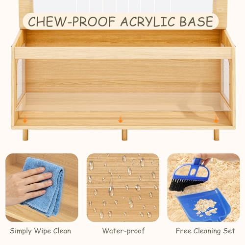 Wooden Hamster Cage, 39.4" Large Small Animal Cage with 19.7" Tall Habitat, Openable Top, Chew-Resistant Acrylic Panels, Wood Enclosure for Gerbil & Guinea Pig (39.4 * 15.75 * 19.7 inch) - size: 39.4"L x 15.8"W x 19.7"H