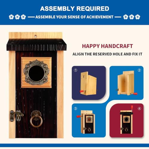 SISTERBIRD 2 Pack Premium Blue Bird Houses for Outdoors, Assembly Required - color: Deeply Burnt Vintage Hue -- 2PK