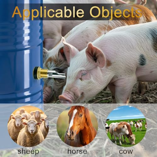 5 Pack Pig Nipple Waterer for Barrel Kit Stainless Steel Automatic, Pig Nipple Drinkers Piglets Nipple Feeders for Hog Pig Goats Swine Piglets Drinking