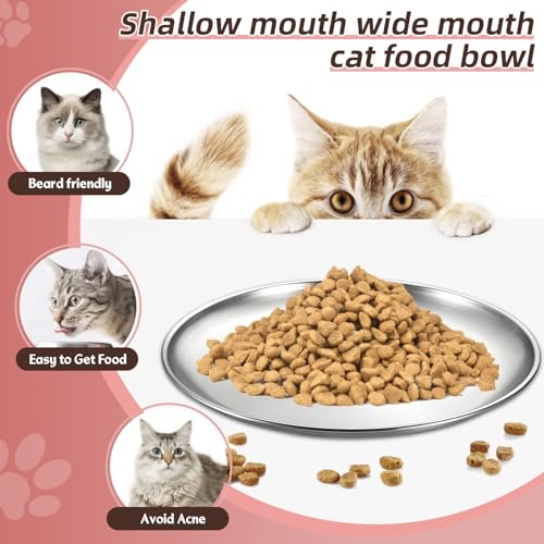 12 Stainless Steel Cat Food Bowls, Small Flat 6.7 inch Wet Feeding Dish, Perfect for Kittens, Cat, Ferrets, Stray Cats (6.7Inch 6Pcs) - size: 6.7Inch 6Pcs
